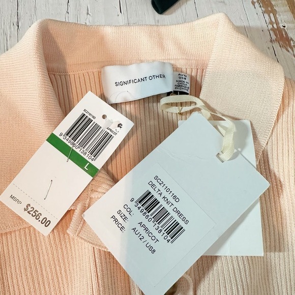 Significant Other Delta Knit Stretch Midi Cut Out Dress Apricot Size Large - Picture 5 of 12